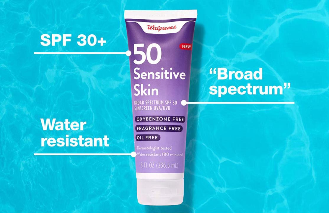 Sun screen. SPF 30+. Water resistant. Broad spectrum.